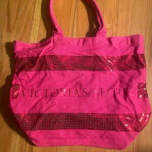 Victoria's Secret Pink Tote with Sequin Stripes
